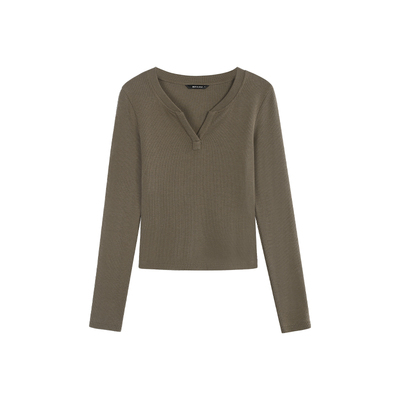 百搭时尚v领领针织衫T恤上衣