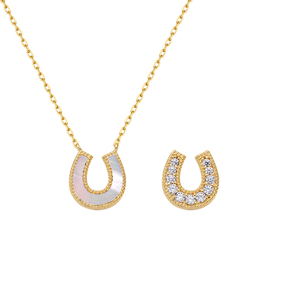 新款流光珠光马蹄项链