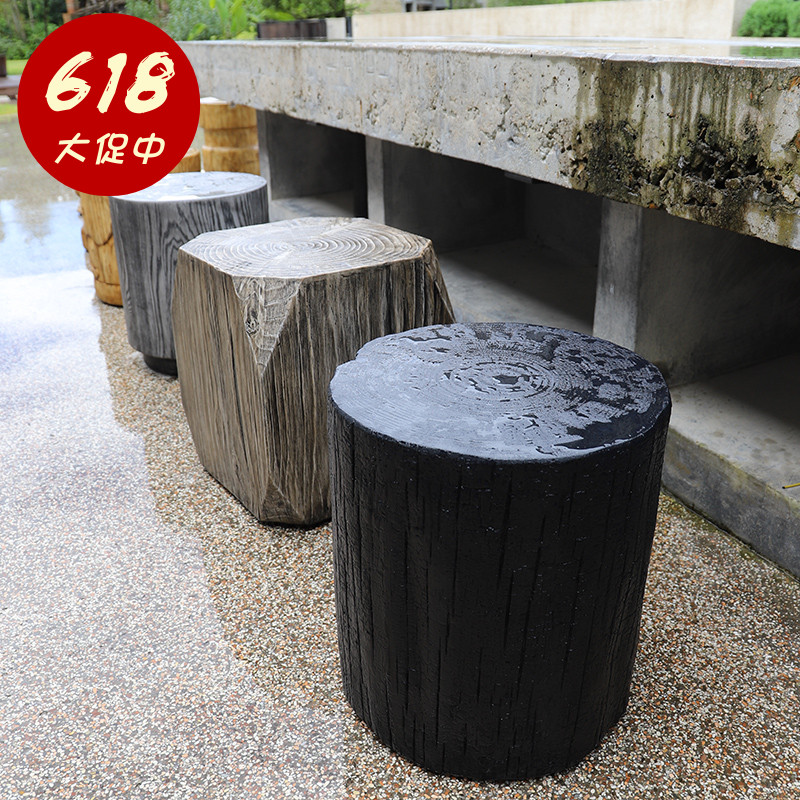 侘寂风小凳子户外庭院花园防腐仿木婚礼布置坐椅阳台结实矮墩边几