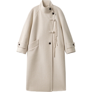 【播奥莱】播商场同款新中式大衣女24冬中长款毛呢外套BDR4AD3746