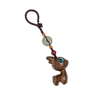 小鹿钥匙挂件可爱檀木汽车钥匙扣钥匙圈环情侣精致手机链挂饰礼物