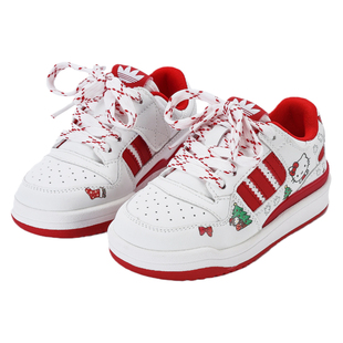 网红爆款儿童新年红板鞋2026新款女童卡通运动鞋子男童休闲小白鞋