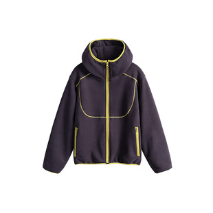 MountainValley秋冬户外撞色摇粒绒连帽卫衣女保暖内搭开衫外套