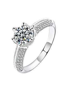 纯银正品莫桑石钻戒女生情侣戒指