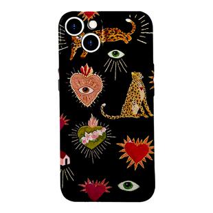 自由徽章~复古爱心豹子适用iPhone15/16promax手机壳华为nova13畅享70软OPPOreno9苹果13/14vivoX200硬小米15