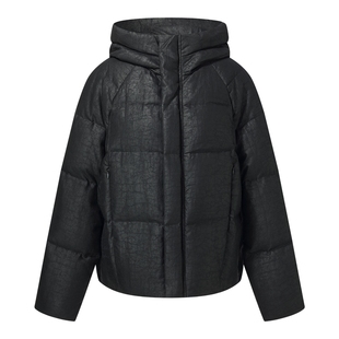 【95白鹅绒】歌莉娅羽绒服女2025新款冬季高端龟纹香云纱连帽外套