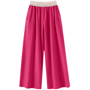 时髦度十星~~松紧花苞腰100%纯羊绒裤子女外穿直筒阔腿裤宽松秋冬