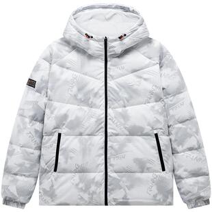 特步有暖气运动羽绒服男短款加厚防风冬季连帽情侣休闲保暖外套女