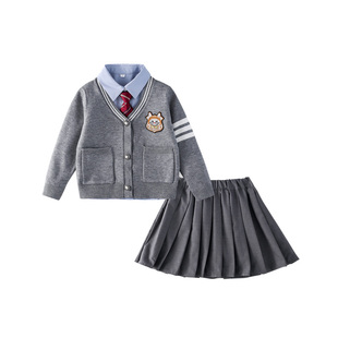 D.Bkyer女童套装2025秋装新款学院风制服裙jk裙子毛衣儿童三件套