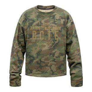 ANTIDOTE 迷彩长袖T恤男印花宽松美式街头水洗华夫格打底衫上衣