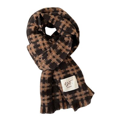 稻草人格子围巾女秋冬季2025新款