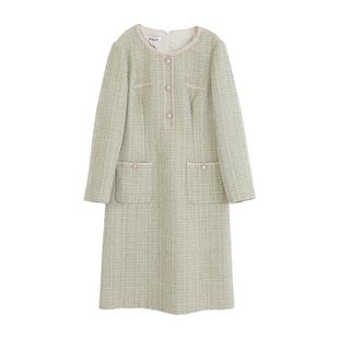 【关注领券】Buou Buou法式优雅复古花边织带香风连衣裙女WJ4G021