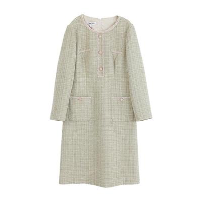 【关注领券】Buou Buou法式优雅复古花边织带香风连衣裙女WJ4G021