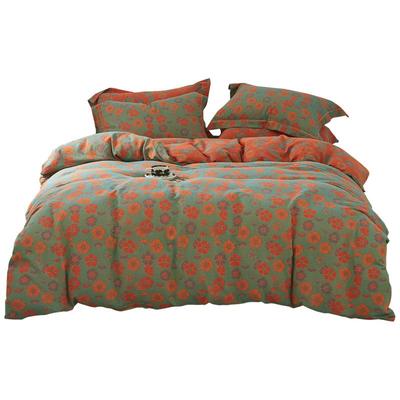 纯棉双层纱全棉纱布色织提花被套