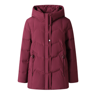 雅鹿羽绒服女短款妈妈装2025冬新款加厚中老年大码白鸭绒连帽外套