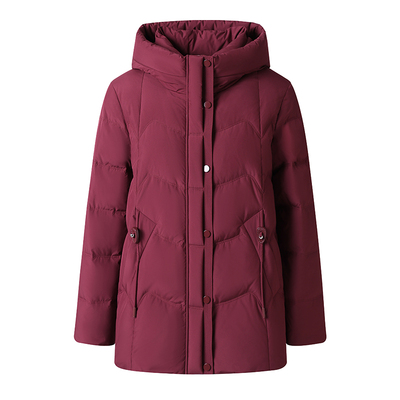 雅鹿短款白鸭绒连帽羽绒服