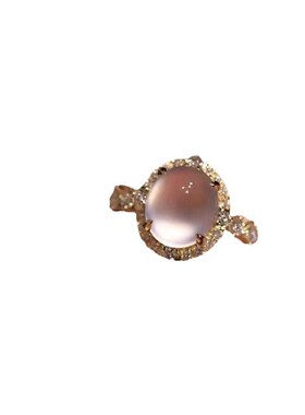 新款白冰玉髓蛋面S925银开口指环