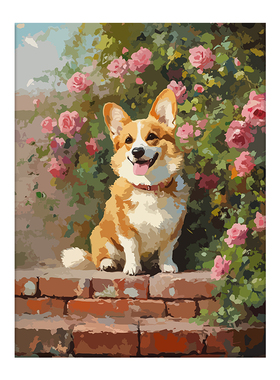 可爱狗狗diy手工涂色画打发时间