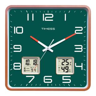 TIMESS钟表挂钟客厅2025新款家用时钟挂墙创意电子日历方形石英钟