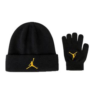 Jordan儿童冷帽手套2件套装秋冬男女童保暖防风针织帽子JD2543036