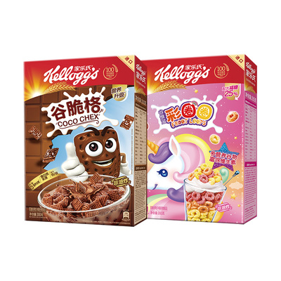 【百补】家乐氏进口营养儿童早餐彩圈圈谷脆格巧克力麦片代餐组合