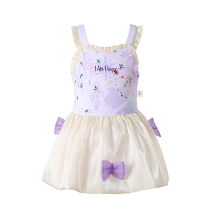 迪士尼儿童泳衣女童艾莎公主裙可爱女孩宝宝幼儿泡温泉小童游泳衣