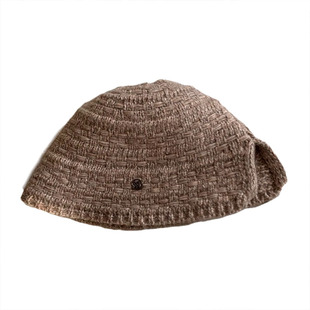 静奢腔调~日系后开叉羊毛混纺针织毛绒渔夫帽女方圆脸显脸小盆帽