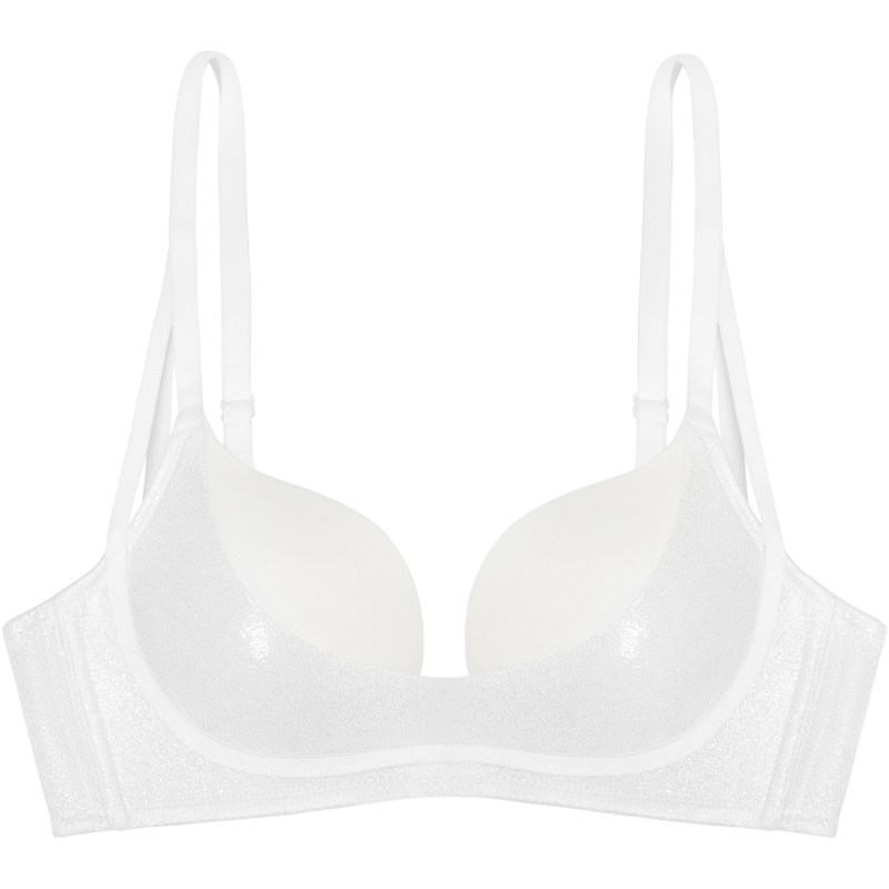 好奇蜜斯小胸聚拢内衣女显大无钢圈文胸罩套装不空杯防下垂夏薄粉