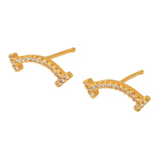 【严选】18k金微笑满钻耳钉女款精致养耳洞百搭耳饰不脱模WT0494