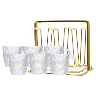 摩登主妇水杯家用套装客厅喝水杯子茶杯牛奶杯啤酒杯冰川纹玻璃杯