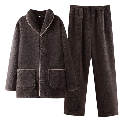 珊瑚绒睡衣男冬季加厚加绒开衫