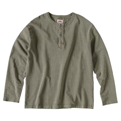 阿美咔叽复古蜡染长袖开领亨利衫