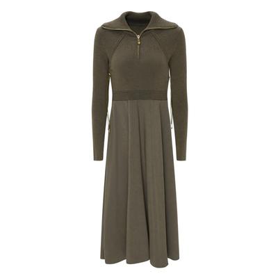 IDPAN针织长袖连衣裙冬新款精致通勤收腰显瘦设计感女士裙子