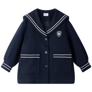 【黛利尔学院】海军领毛呢大衣绗棉棉服女童甜美冬季加厚儿童新款
