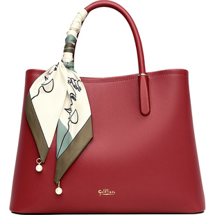 金利来轻奢丝巾挂饰新款女士时尚单肩斜挎手拎包真皮通勤手提包包