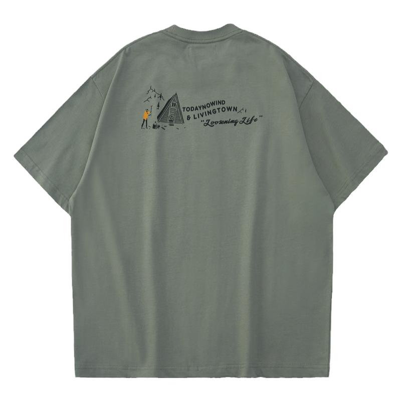 todaynowind x livingtown 户外露营短袖T恤 宽松小领口夏季TEE