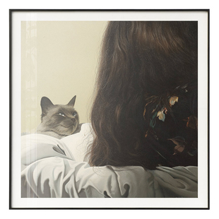 不够艺术北欧现代简约风格装饰画客厅玄关挂画工作室样板间壁画猫