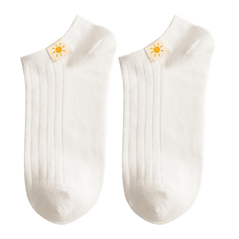 袜子女短袜夏季薄款白色天气布标浅口不掉跟卡通日系可爱短筒船袜