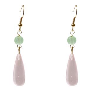 新中式粉色长款水滴款耳环女配旗袍的耳坠宋代古风高级感气质耳饰