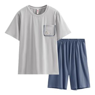 芬腾纯棉男睡衣夏季短袖短裤薄款凉感宽松青年男款家居服夏天套装
