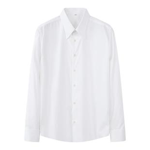 秋季轻奢优雅 莫代尔法式衬衫男士带袖扣休闲百搭结婚白衬衣扣领