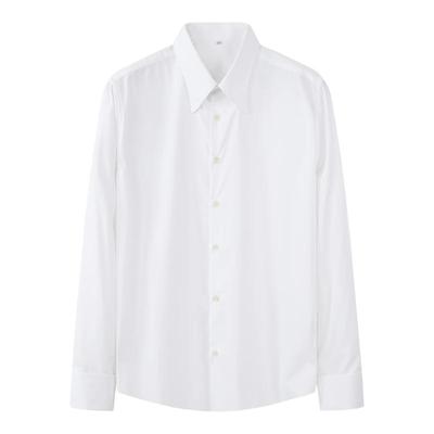 秋季轻奢优雅 莫代尔法式衬衫男士带袖扣休闲百搭结婚白衬衣扣领