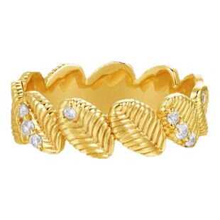 【明星同款】sunshifen Rainforest系列金色锆石叶片戒指新年礼物