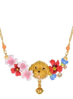 小众设计师萌宠泰迪狗花园项链