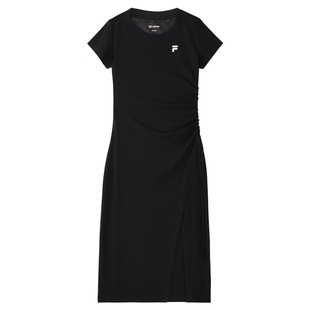 FILA FUSION斐乐潮牌女子针织连衣裙夏季款简约时尚修身长款裙子