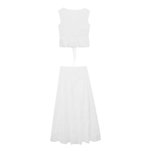 橘子树在哪儿韩系白色套装女春夏纯欲风甜美显瘦吊带半身裙两件套