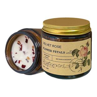 原创植物干花香薰蜡烛小众高级熏香氛摆件家用卧室内助眠生日礼物