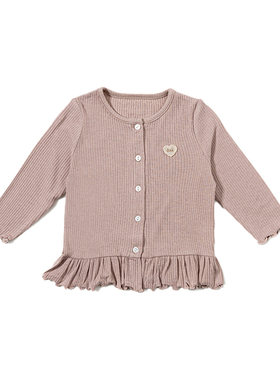 【新品】Oak Family女童开衫外套羊毛莫代尔秋季长袖荷叶下摆