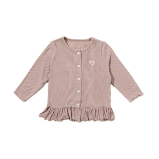 【新品】OAK FAMILY女童开衫外套羊毛莫代尔秋季长袖荷叶下摆