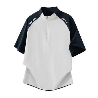 夏季半拉链索罗娜速干短袖T恤男